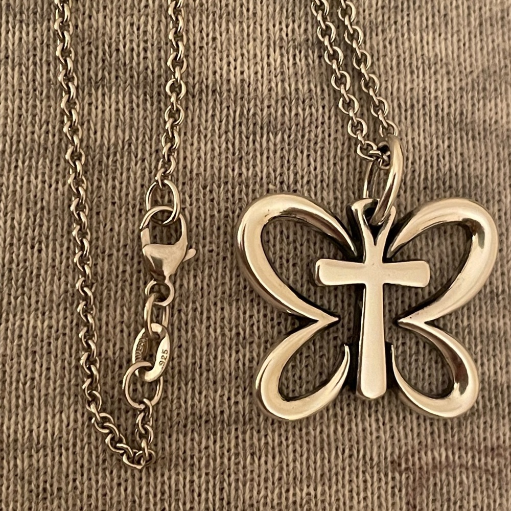 James Avery Renewal of Life Butterfly Cross Pendant w/ 20” JA Light Cable chain